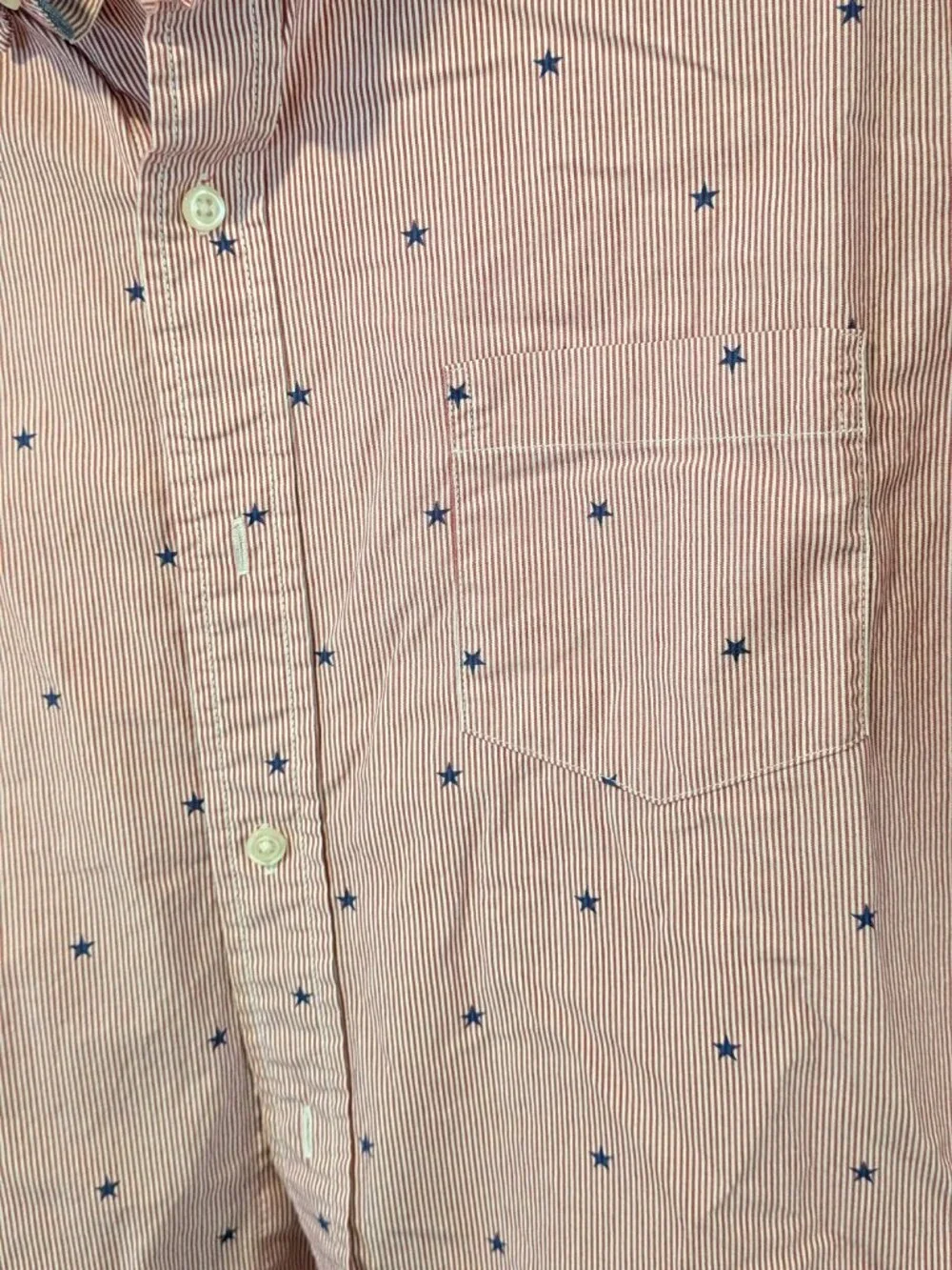 Large CHAPS Ralph Lauren Cotton Short Sleeve Pocket Americana Button Down Shirt